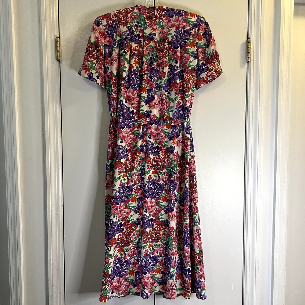 Liz Claiborne floral vintage midi dress size 6 white purple - Picture 8 of 8